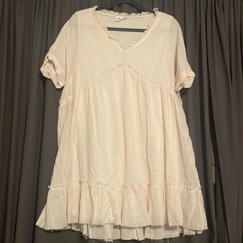Rose and Boom Off White Short Sleeve Baby Doll Dress